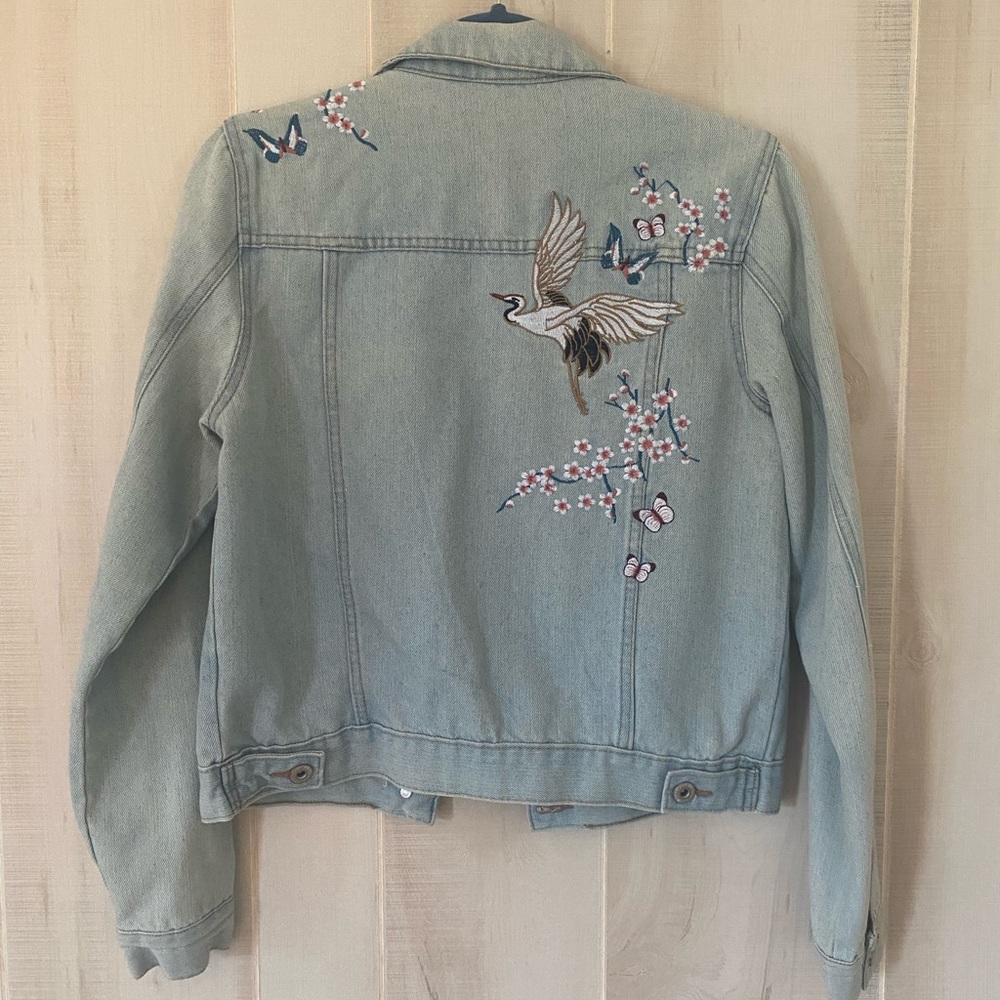 Embroidered Floral Denim Jacket Women’s sz M